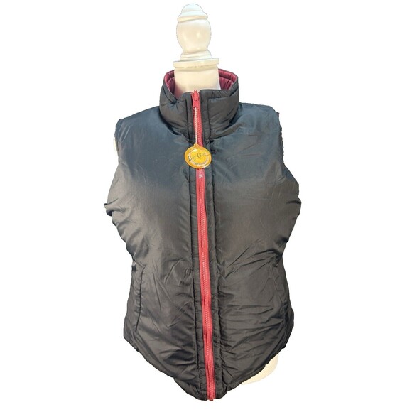 Big Chill Women's Chevron Quilted Puffer Vest W/Reversible Pockets Red Black - Picture 4 of 10